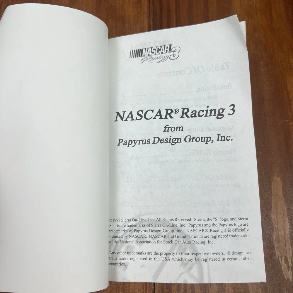NASCAR Racing 3 Game Manual Only PC Sierra Sports Papyrus 1999 Vintage